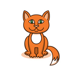 Cute red cat, cartoon linear art, animal sketch. Vector illustration of little smile kitten, flat outline style, isolated on white background