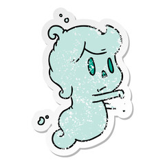 distressed sticker cartoon of a kawaii cute ghost
