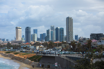 Fototapeta na wymiar Tel Aviv city beach background.