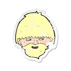 retro distressed sticker of a cartoon bearded man