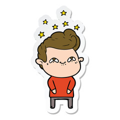 sticker of a cartoon excited man