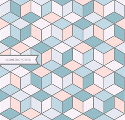 abstract background with squares, geometric shape seamless pattern, pastel colour modern design, cube shape
