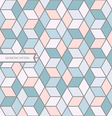 abstract background with squares, geometric shape seamless pattern, pastel colour modern design, cube shape