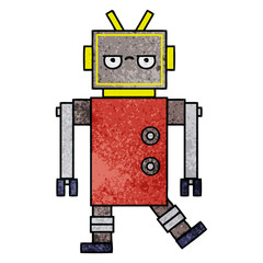 retro grunge texture cartoon robot