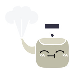 flat color retro cartoon steaming kettle