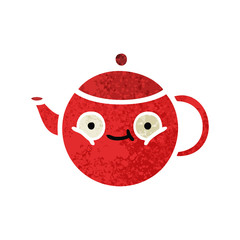 retro illustration style cartoon teapot