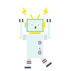 flat color retro cartoon robot