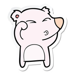 sticker of a cartoon tired bear rubbing eyes