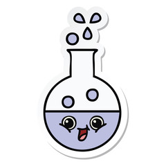 sticker of a cute cartoon test tube