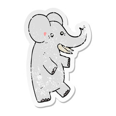 distressed sticker of a cartoon elephant
