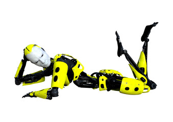3D Rendering Male Robot on White