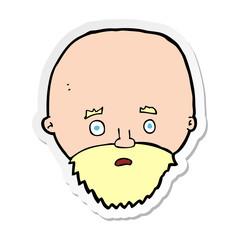 sticker of a cartoon shocked man with beard