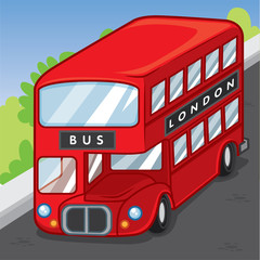 Fototapeta na wymiar Bus London cartoon, cute cartoon