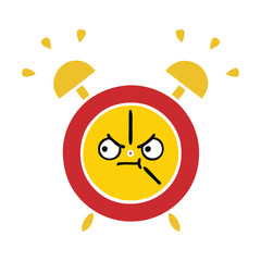 flat color retro cartoon alarm clock