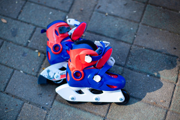 Close up view of inline skate or rollerblade