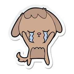 sticker of a cartoon dog crying