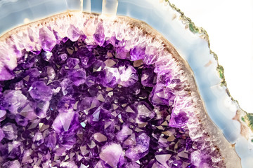 Closed-up amethyst crystals