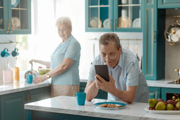 Grandad browsing through web