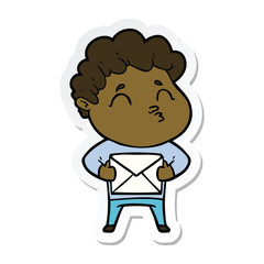 sticker of a cartoon man pouting