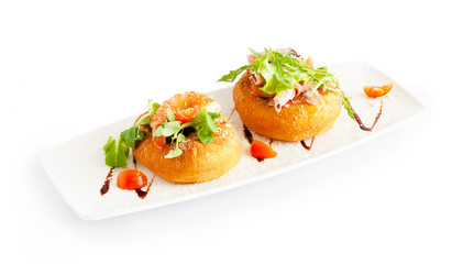 shrimp and prosciutto with white bread