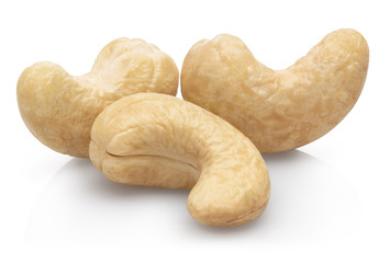 Delicious cashew nuts, isolated on white background