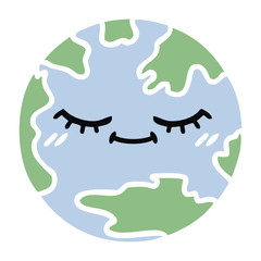 flat color retro cartoon planet earth