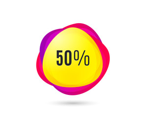 50% off Sale. Discount offer price sign. Special offer symbol. Gradient sales tag. Abstract shopping banner. Template for design. Vector