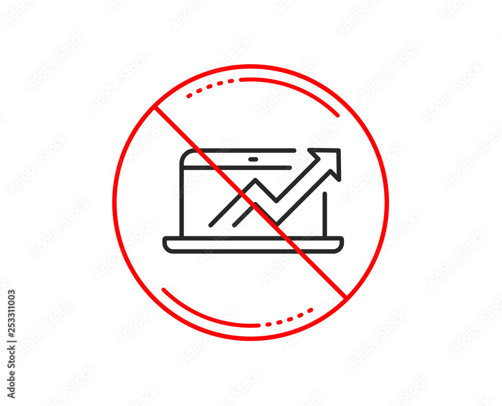 Poster no or stop sign. data analysis and statistics line icon. report graph or chart sign. computer data p