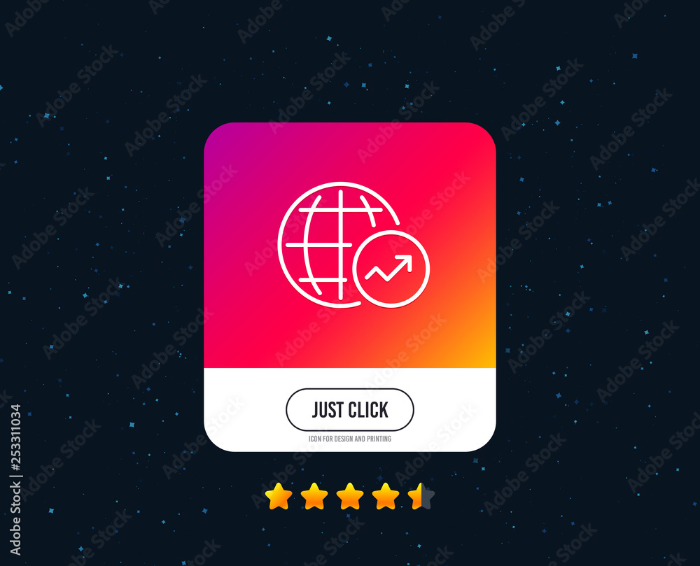 Aufkleber world statistics line icon. report chart or sales growth sign. data analysis graph symbol. web or in