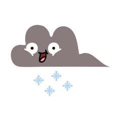 flat color retro cartoon storm snow cloud