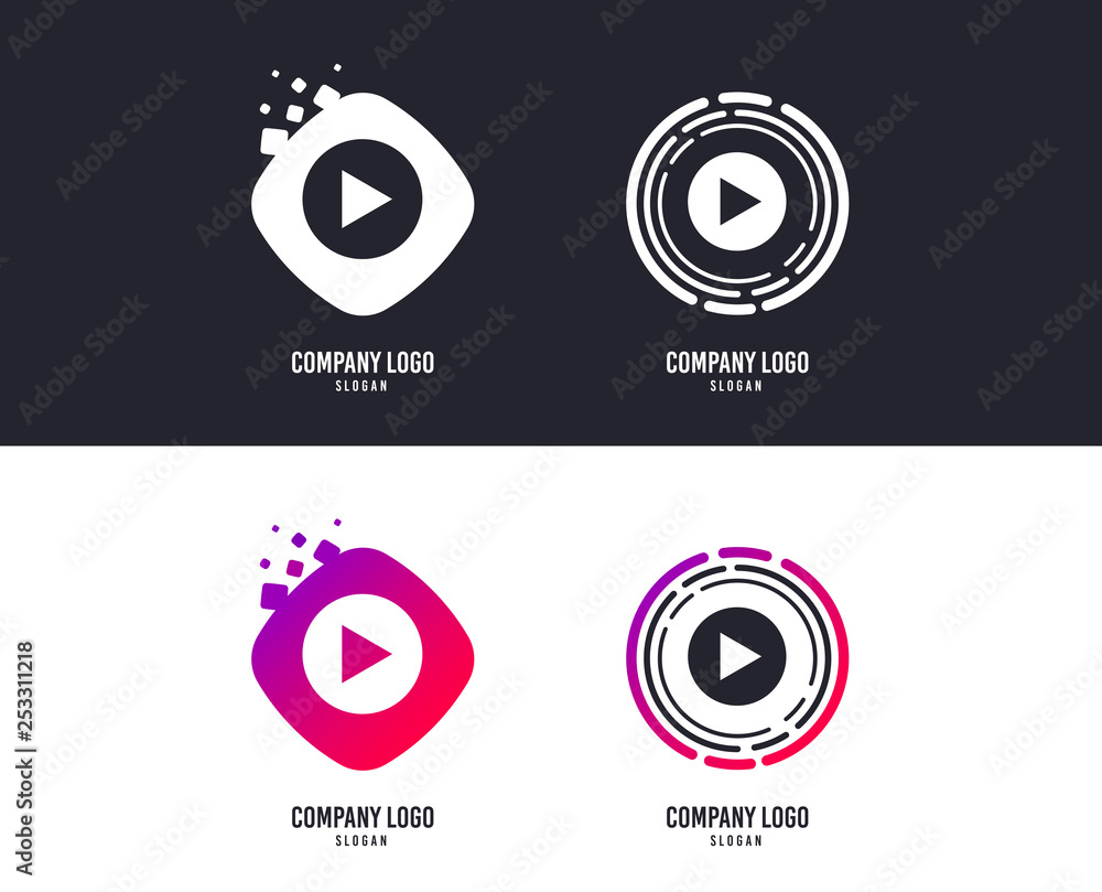 Poster logotype concept. arrow sign icon. next button. navigation symbol. logo design. colorful buttons wit