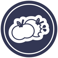 bitten apples circular icon