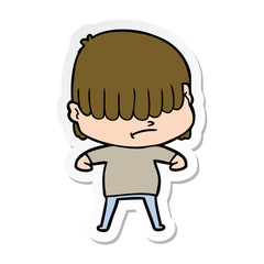 sticker of a cartoon boy with untidy hair