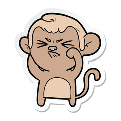 sticker of a cartoon angry monkey