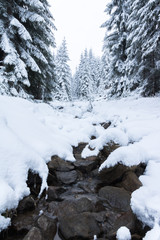 River winter mountain landscape