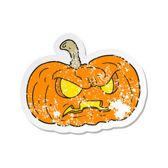 retro distressed sticker of a cartoon halloween pumpkin