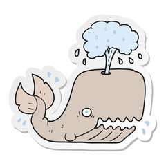 sticker of a cartoon whale spouting water