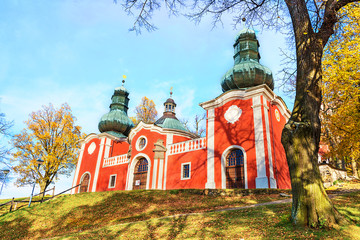 Lower church of Calvary in Banska Stiavnica during autumn, UNESCO (SLOVAKIA)