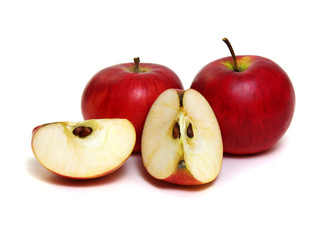 Apple with slice on a white background