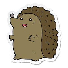 sticker of a cartoon happy hedgehog