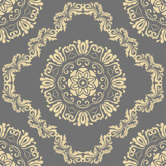 Orient vector classic pattern. Seamless abstract background with vintage elements. Orient gray and golden background. Ornament for wallpaper and packaging