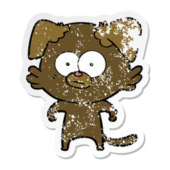 distressed sticker of a nervous dog cartoon