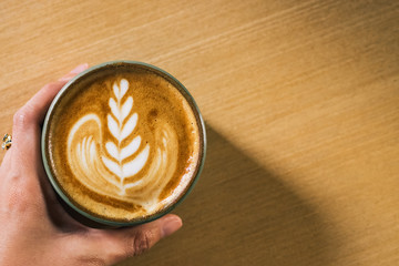 cup of hot latte coffee