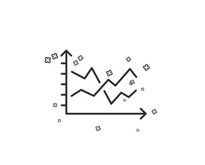 Diagram chart line icon. Presentation graph sign. Market analytics symbol. Geometric shapes. Random cross elements. Linear Diagram chart icon design. Vector