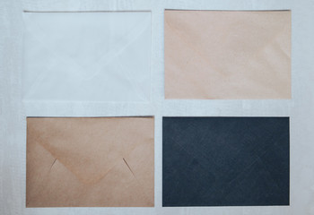 Envelopes for letters: black, white, craft