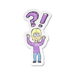 retro distressed sticker of a cartoon shocked man