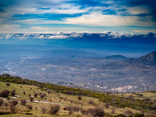 Obraz premium Aerial view of a mountain landscape on La Covatilla, Bejar (Salamanca)