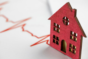 Finance Concept , House and diagonal lines