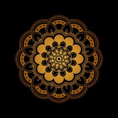 Luxury gold mandala art design on dark background