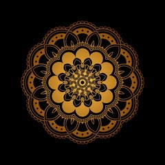 Luxury gold mandala art design on dark background